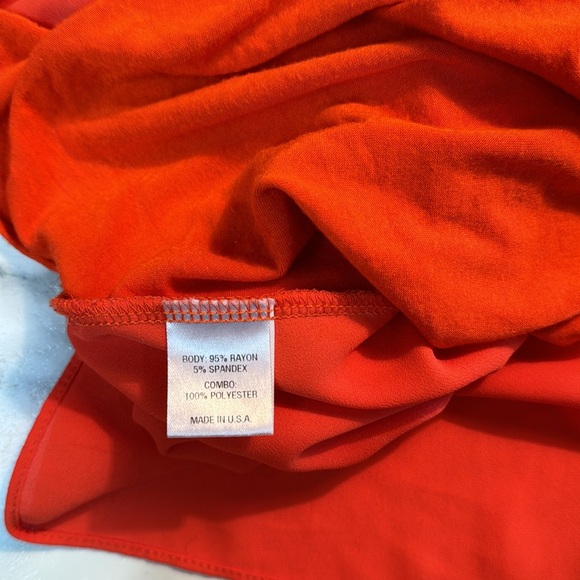 PTP 21 inches with stretch length 25”. Orange blouse with ties that sleeves - Picture 7 of 11